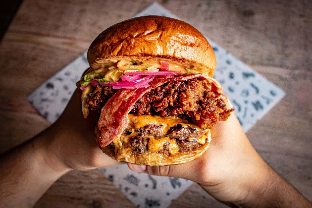 Fat Hippo burger oozing ingredients 