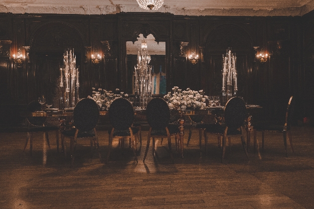 dark room set for romantic dark lit dinner