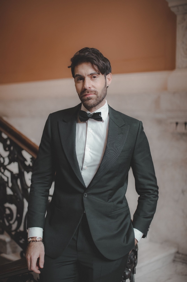 black and white picture of a groom