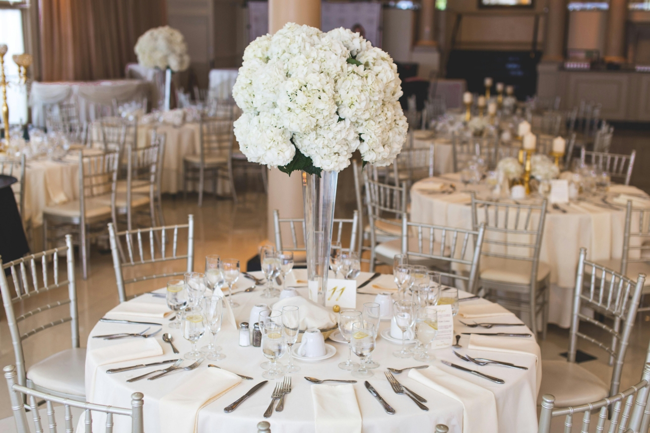 white wedding decor at a wedding
