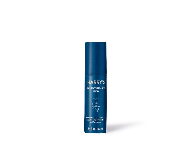 A blue bottle of beard conditioning spray