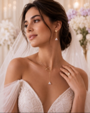 bride wearing delicate jewellery